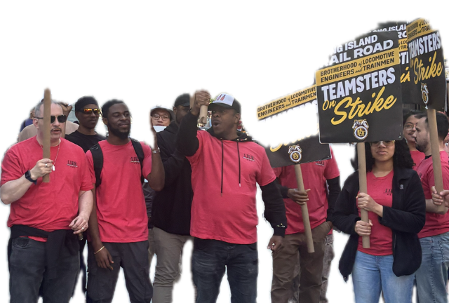 Strikers on picket lines outside Penn Station on May 17, the second day of the strike