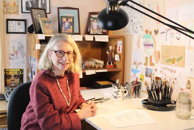 Roz Chast in her studio last year. Photo: Jeremy Clowe
