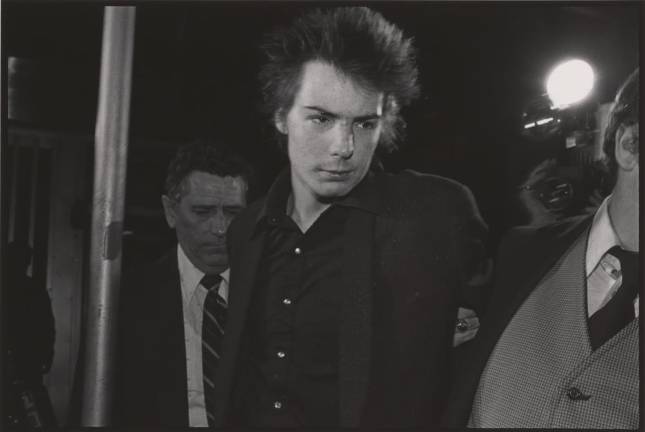 Sid Vicious Under Arrest for the Murder of Girlfriend Nancy Spungen, New York, 1978. Gelatin silver print. Museum of the City of New York. Gift of Allan Tannenbaum, 2019.6.4