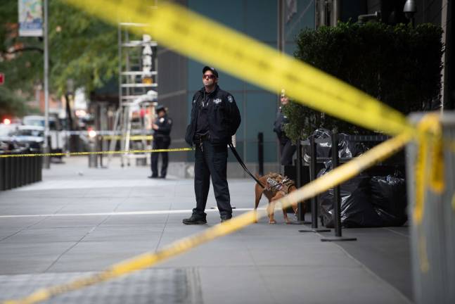 The Time Warner Center was the site of major police activity Wednesday morning following the discovery of an apparent pipe bomb at CNN&#x2019;s offices. Photo: Michael Appleton/Mayoral Photography Office