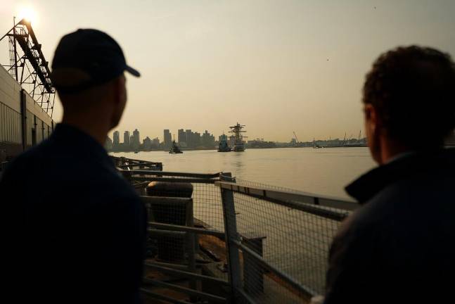 Manhattan says goodbye to Cuauhtémoc as the damaged tall ship, which was supposed to be heading to Iceland on the next leg of its global goodwill tour, is instead towed to the Brooklyn Navy Yard for repairs.