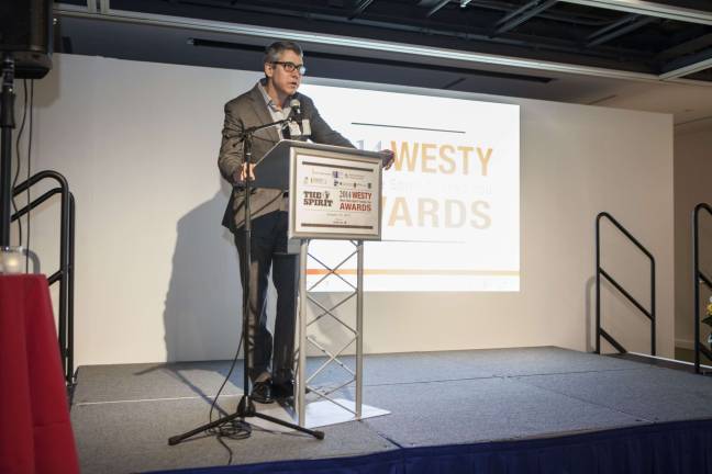 West Side Spirit Editor-in-Chief Kyle Pope introduces the 2014 WESTY Awards. Photo by Mary Newman