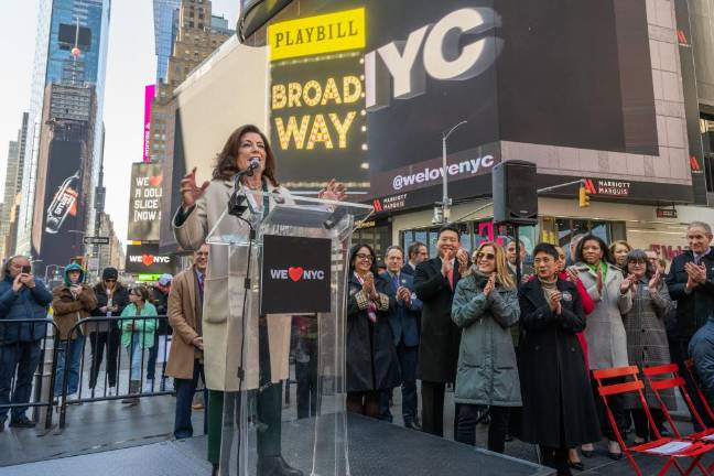 Governor Kathy Hochul delivers remarks at We Love NYC Rollout Campaign with Mayor Eric Adams (Darren McGee/Office of Governor Kathy Hochul)