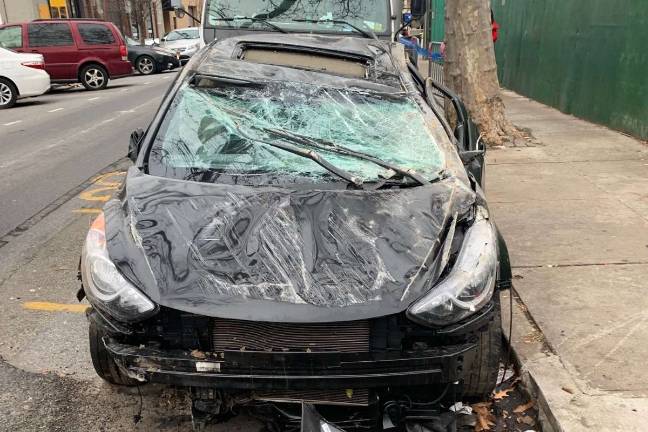 Drakopoulos’s car after the accident. Photo courtesy of Mansion Restaurant