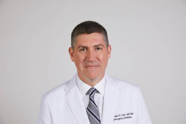Dr. Brendan Carr’s illustrious career has taken him from the Department of Health and Human Services in DC to the Mount Sinai hospital system, where he treated COVID patients during the worst of the pandemic and supervises over 6,600 physicians. <b>Photo: Courtesy Dr. Brendan Carr.</b>