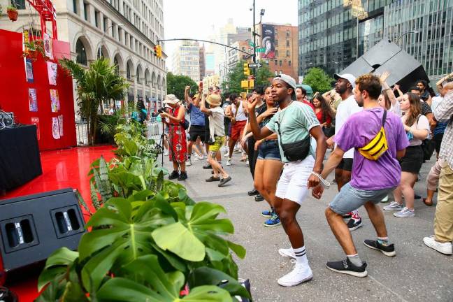 Dancing at Rashid Johnson’s Red Stage. Photo: Matteo Prandoni/BFA.com