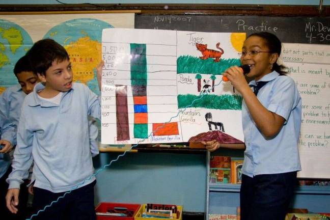 A student presentation on endangered species. Photo: HEART