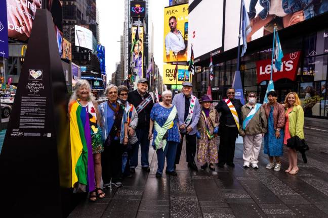 Participants in the “How I Keep Looking Up: Flags of Resilience” public art installation. Photo: Maria Baranova