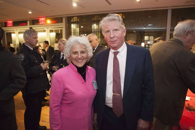 Straus News President Jeanne Straus with Manhattan District Attorney Cyrus Vance, Jr., who spoke about the necessary cooperation between community and law enforcement when accepting his WESTY Award. Photo by Mary Newman
