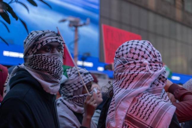 Demonstrators at the pro-Palestine rally on Oct. 13.