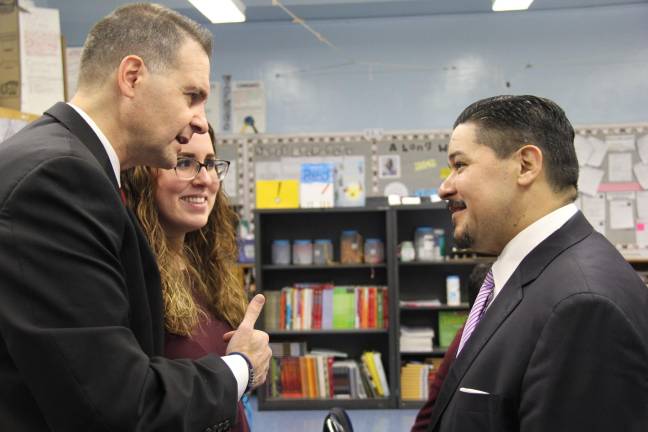 Principal Dimitres Pantelidis (left) with Schools Chancellor Richard Carranza. Photo courtesy of Dimitres Pantelidis