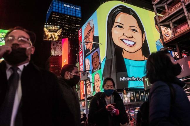 At the vigil for Michelle Alyssa Go in Times Square on Tuesday, January 18, 2022. Photo: Michael Appleton/Mayoral Photography Office