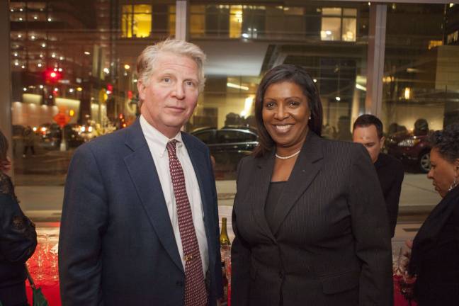 Manhattan District Attorney Cyrus Vance, Jr., a WESTY Award winner, with Public Advocate Letitia James at the ceremony. Photo by Mary Newman