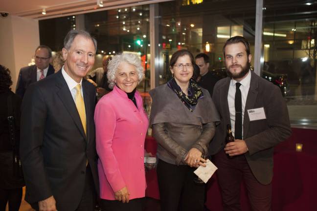 (From left) Vincent Gardino, Chief Revenue Officer of Straus News; Jeanne Straus, President of Straus News; City Council Member Helen Rosenthal of the Upper West Side; Straus News repoter Daniel Fitzsimmons at the WESTY Awards. Photo by Mary Newman