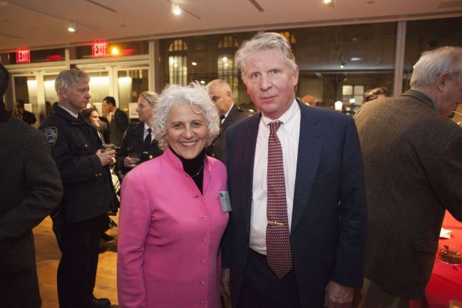 Straus News President Jeanne Straus with Manhattan District Attorney Cyrus Vance, Jr., who spoke about the necessary cooperation between community and law enforcement when accepting his WESTY Award. Photo by Mary Newman