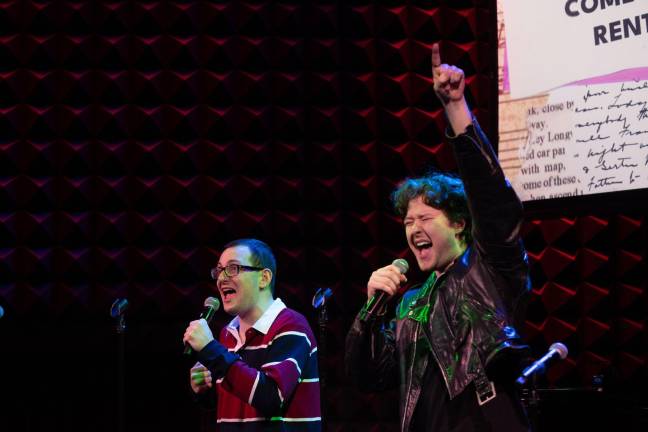 Eric Fegan as Mark and Conor Tague as Roger in a new production of “Rent.”
