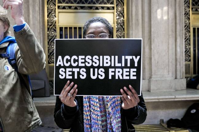 Participant at last month&#x2019;s Non-March for Disabled Women. Photo: George de Castro-Day