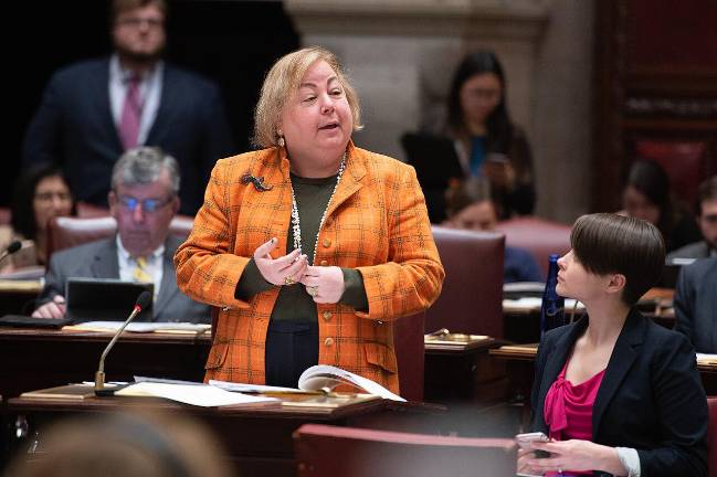 Upper East Side State Senator Liz Krueger at a legislative session in Albany, NY.