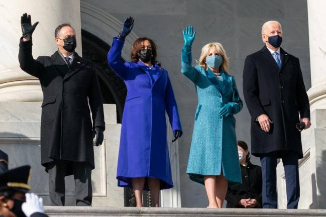 President-elect Joe Biden, Dr. Jill Biden, Vice President-elect Kamala Harris and Mr. Doug Emhoff arrive at the U.S. Capitol in Washington, D.C. Wednesday, Jan. 20, 2021, prior to the 59th Presidential inauguration. Official White House Photo by Lawrence Jackson