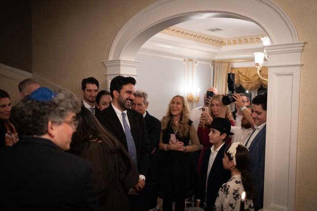 Mayor Zohran Kwame Mamdani partakes in a sukkah hop in Brooklyn, Sept. 29, 2026.