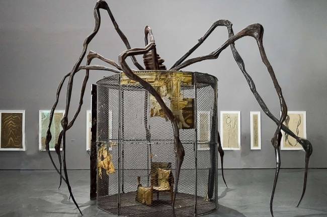“Spider” from 1997, a complex metaphor in metal and mixed media dominates MoMA’s Marron Atrium gallery. Photo: Adel Gorgy
