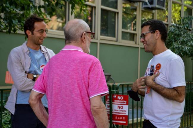 Ryder Kessler (right), challenger to NYS Assembly District 66 incumbent Deborah Glick. Photo: Abigail Gruskin