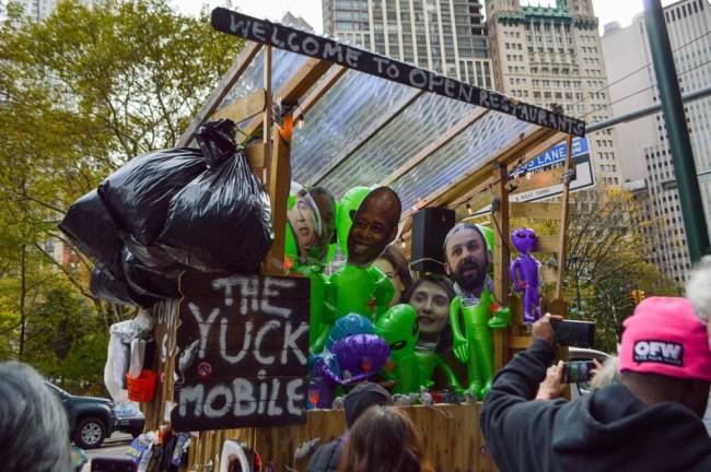 “The Yuck Mobile” blared a cacophony of voices, music and other grating sounds. Photo: Abigail Gruskin