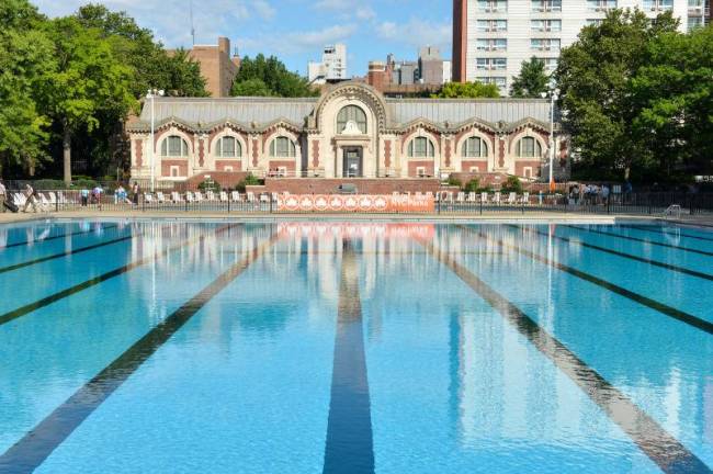 NYC may suffer from a lifeguard shortage this summer, as it did last year. Pictured: the Hamilton Fish Pool at Pitt Street and Houston Street.<b> Photo: NYC Parks.</b>