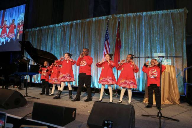 International Academy of New York students in performance at the China General Chamber of Commerce gala. Photo courtesy IANY