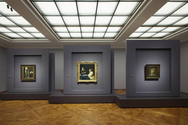 Gallery view of <i>Vermeer’s Love Letters</i>, the first show in the new Ronald S. Lauder Exhibition Galleries, on the first floor, off the Garden Court in the former Music Room. That space is now reserved for the revolving temporary exhibits.