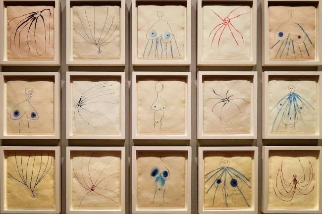 A group of works from Louise Bourgeois’ 2007series, “The Fragile” opens the exhibition. Photo: Adel Gorgy
