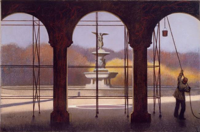 Harvey Dinnerstein, "Bethesda," 1998-2011. Pastel on board, 39 x 58 ¼ inches. © 2018 Harvey Dinnerstein, courtesy Gerald Peters Gallery, New York.