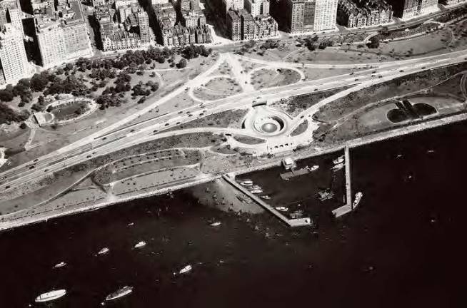 An aerial view of the original boat basin, circa 1937.