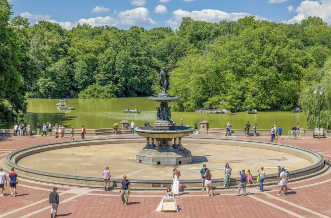 Bethesda Fountain as photographed recently by the Conservancy; construction crews were not yet on site, but the water was already shut off.