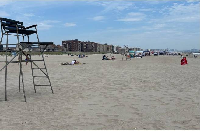 The Parks Department said it is adding lifeguards through mid-July, hoping to avoid shutting down certain beaches to swimming, such as this one on Beach 129 Street in Rockaway on June 6.