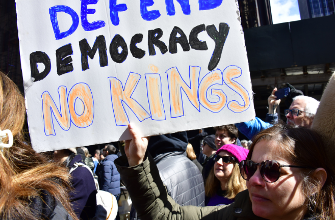 The third national “No Kings” demonstration drew hundreds of thousands of demonstrators in Manhattan. The crowd was larger and had more younger demonstrators than past demonstrations.