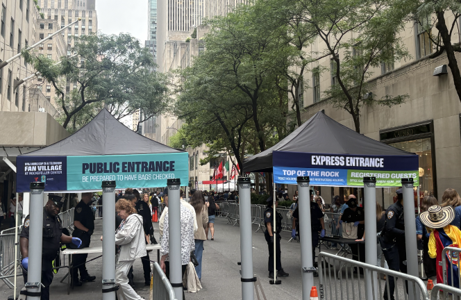 Easy access to Fan Village depends on the time of day; at around 2:30 before the Colombia-Swizterland game on July 7, lines were Nonexistent, but closer to the 4 p.m. game time, the area began to fill up.