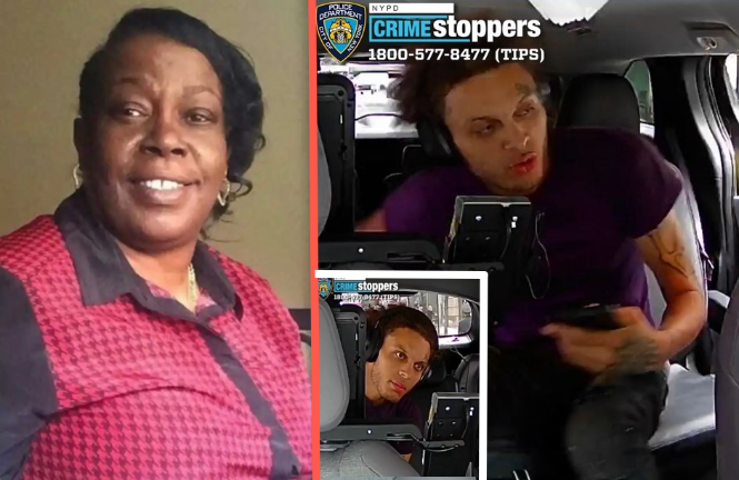 Left: 69-year-old Robin Wright, killed by “stray gunfire”; right: wanted for knifepoint robbery.