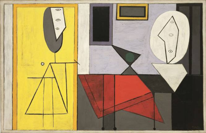 Pablo Picasso L'Atelier (The Studio), 1927&#8211;28 Oil on canvas, 59 &times; 91 inches (149.9 &times; 231.2 cm) The Museum of Modern Art, New York. Gift of Walter P. Chrysler, Jr. &Copy; 2014 Estate of Pablo Picasso/Artists Rights Society (ARS), New York. Courtesy Gagosian Gallery