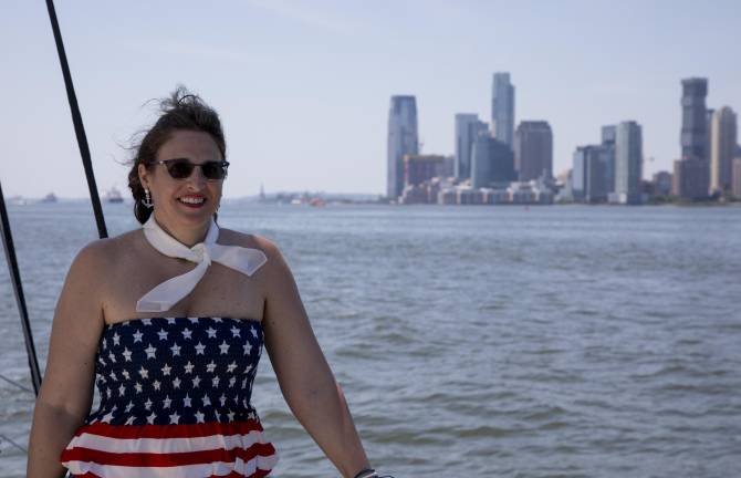 Rachel, a patriotic passenger onboard the Adirondack who spoke with Straus News about her enthusiasm for national events like July 4th.