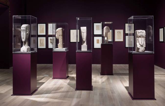 Installation view of the exhibition &quot;Modigliani Unmasked.&quot; On view through February 4, 2018. The Jewish Museum, New York.