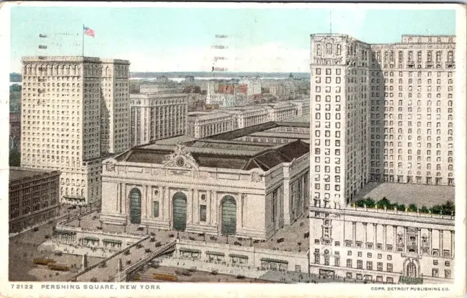 Pershing Square at Grand Central Terminal circa 1921, Detroit Publising Co. postcard.