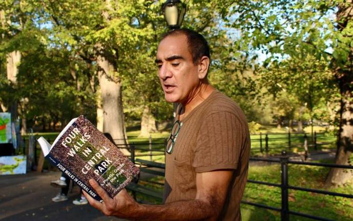 A classically trained poet, Aaron Poochigian said meditative walks in Central Park helped him beat his addiction to cocaine that he had developed during the isolation of the pandemic. His musing were eventually written down in iambic pentameter and published in “<i>Four Walks in Central Park.”</i>