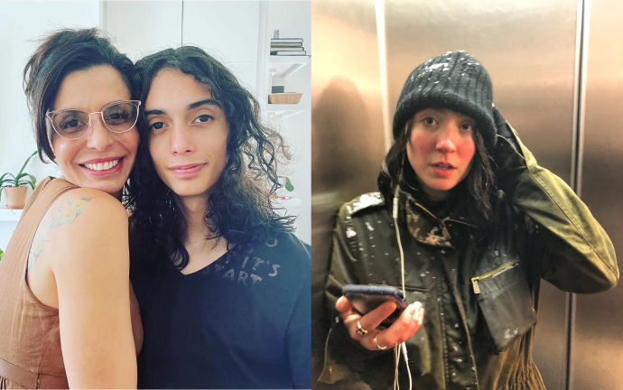 Left: Drena De Niro and son Leandro De Niro-Rodriguez. Right: Akira Stein