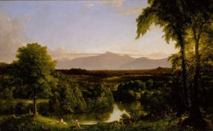 Thomas Cole (American [born England], Lancashire 1801&#x2013;1848 Catskill, New York). &quot;View on the Catskill &#x2014; Early Autumn,&quot; 1836&#x2013;37. Oil on canvas, 54 1/2 x 78 5/8 in. (138.5 x 199.5 cm). The Metropolitan Museum of Art, New York, Gift in memory of Jonathan Sturges by his children, 1895 (95.13.3). Image &#xa9; The Metropolitan Museum of Art