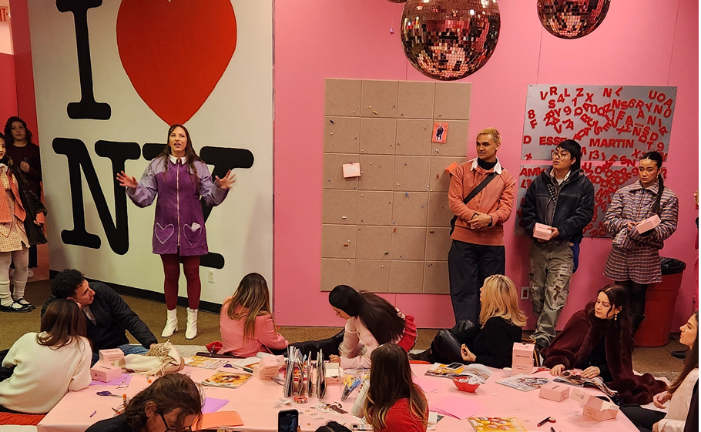 Nicole Utley welcomes fans to the Valentine’s Museum craft room.