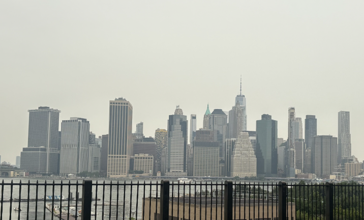 July 16 haze on the downtown Manhattan skyline.