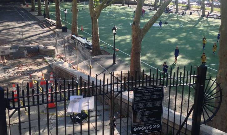 Repairs of the stairs leading to the Riverside Park soccer field at the level of about 102nd Street will cost about $2 million and take three years. Photo: Richard Khavkine