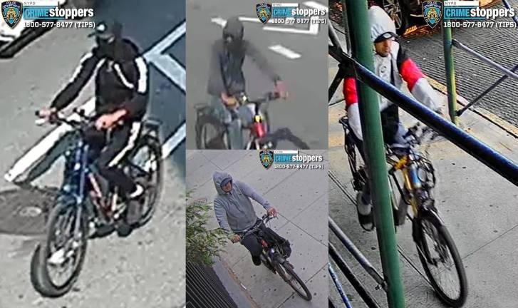 E-bike crew targets women in city wide robbery pattern.