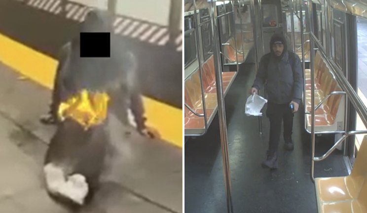 Left: Unidenfitifed subway fire victim; Right: Suspect Hiram Carrero.